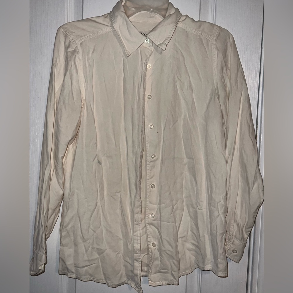 Orvis 100% Silk Ivory Button Down Top Size S